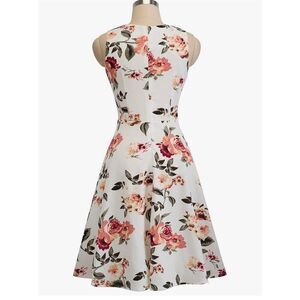 Homeyee Women's Floral A-line Midi Cocktail Dress White Size S